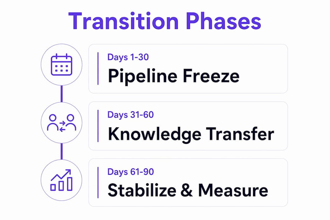 Infographic illustrating sales rep transition phases