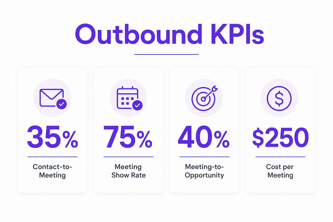 Infographic highlighting key outbound rep KPIs