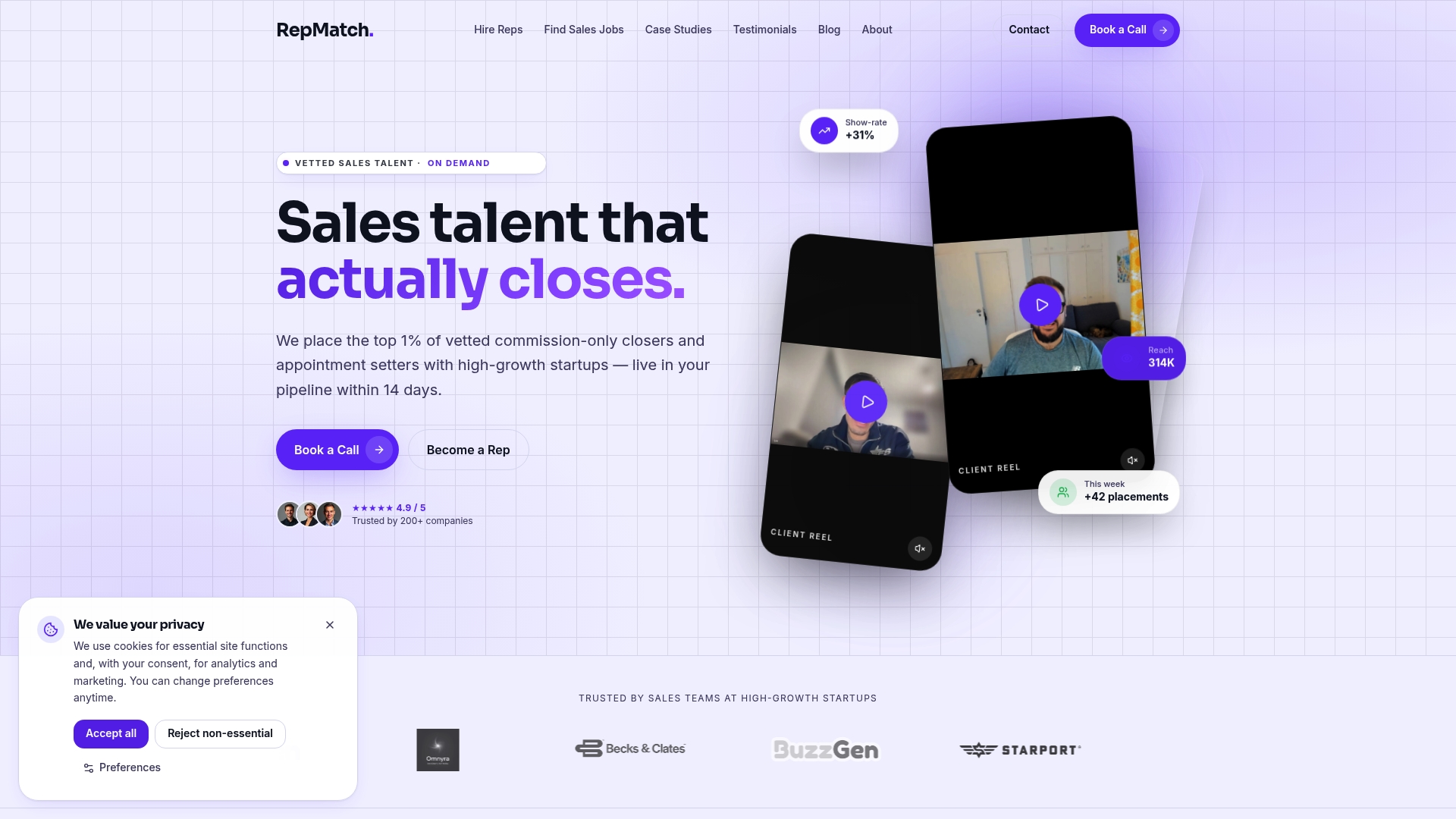 RepMatch — vetted commission-only outbound reps