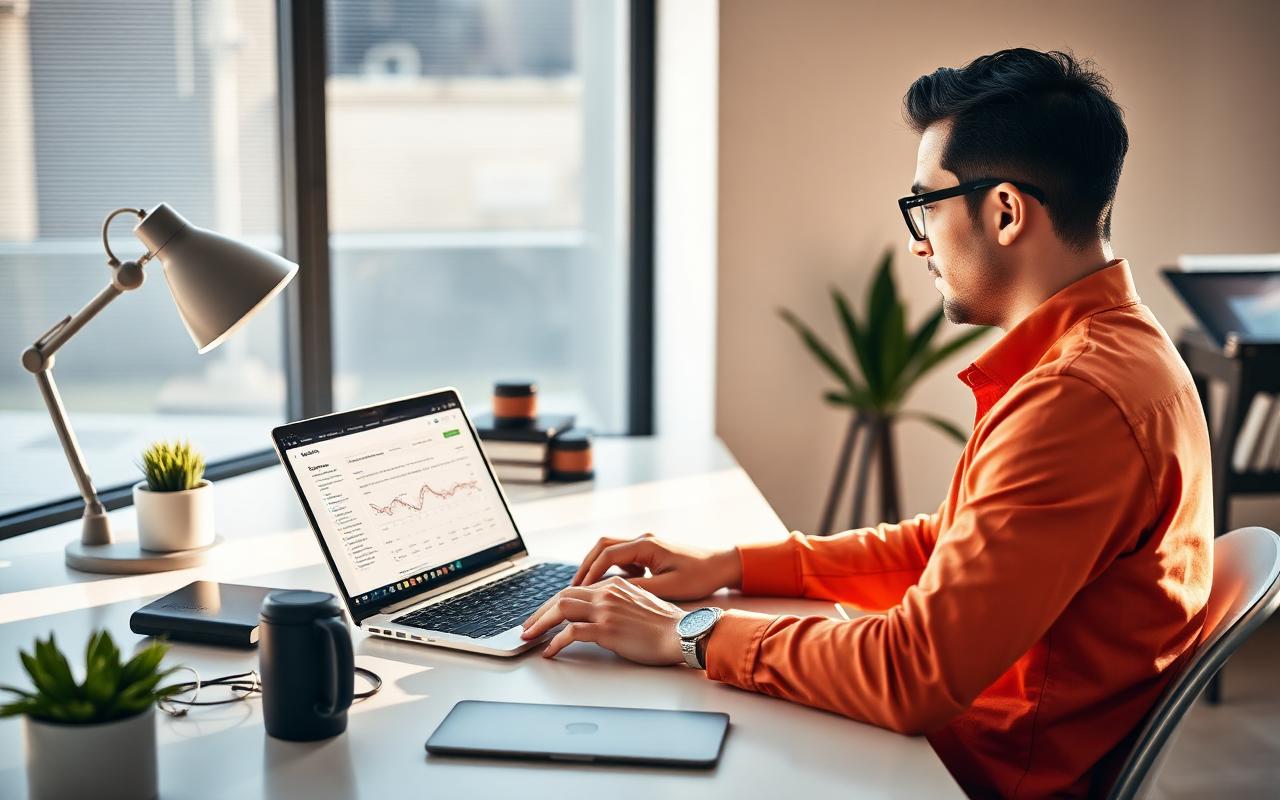 A founder reviewing an outbound sales pipeline dashboard on a laptop.